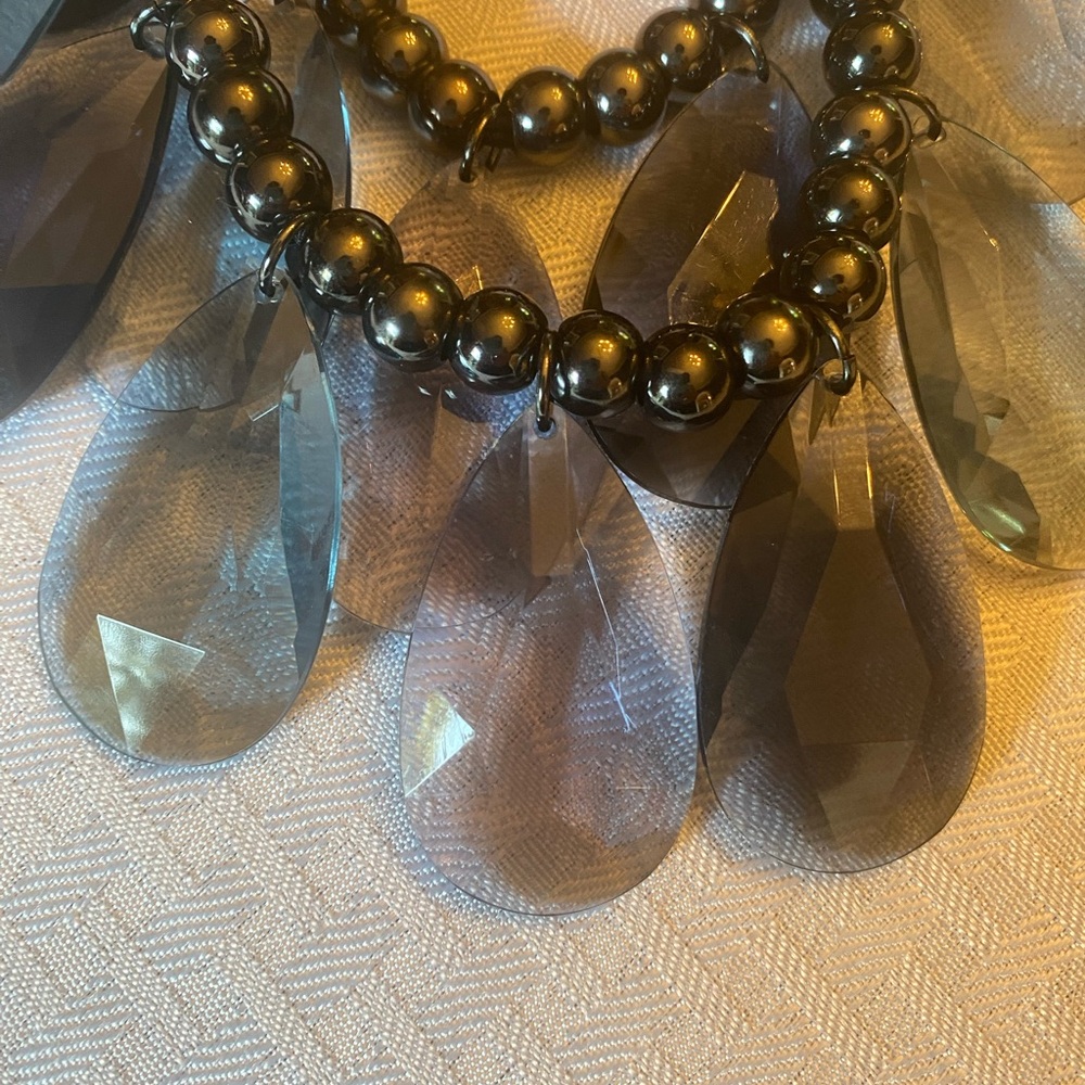 Fashionable Smoke Gray with  a slight Purple Statement Necklace